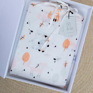 Fox and Bear Design - 100% Organic Cotton Kids Duvet Cover and Pillow Case Set - littlefeifei