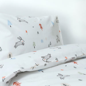 Woodland design - 100% Organic Cotton Kids Duvet Cover and Pillow Case Set - littlefeifei