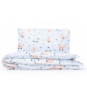 Fox and Bear Design - 100% Organic Cotton Kids Duvet Cover and Pillow Case Set - littlefeifei