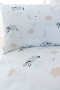 Sleeping Sheep Design - 100% Organic Cotton Kids Duvet Cover and Pillow Case Set - littlefeifei