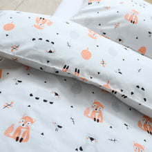 Load image into Gallery viewer, Fox and Bear Design - 100% Organic Cotton Kids Duvet Cover and Pillow Case Set - littlefeifei