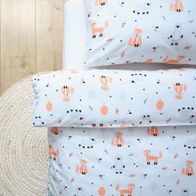 Load image into Gallery viewer, Fox and Bear Design - 100% Organic Cotton Kids Duvet Cover and Pillow Case Set - littlefeifei